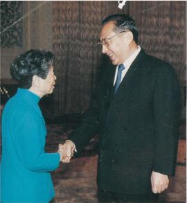 Mr Li Lanqing and Chung Chi-yung (during her visit to Beijing with other delegation)